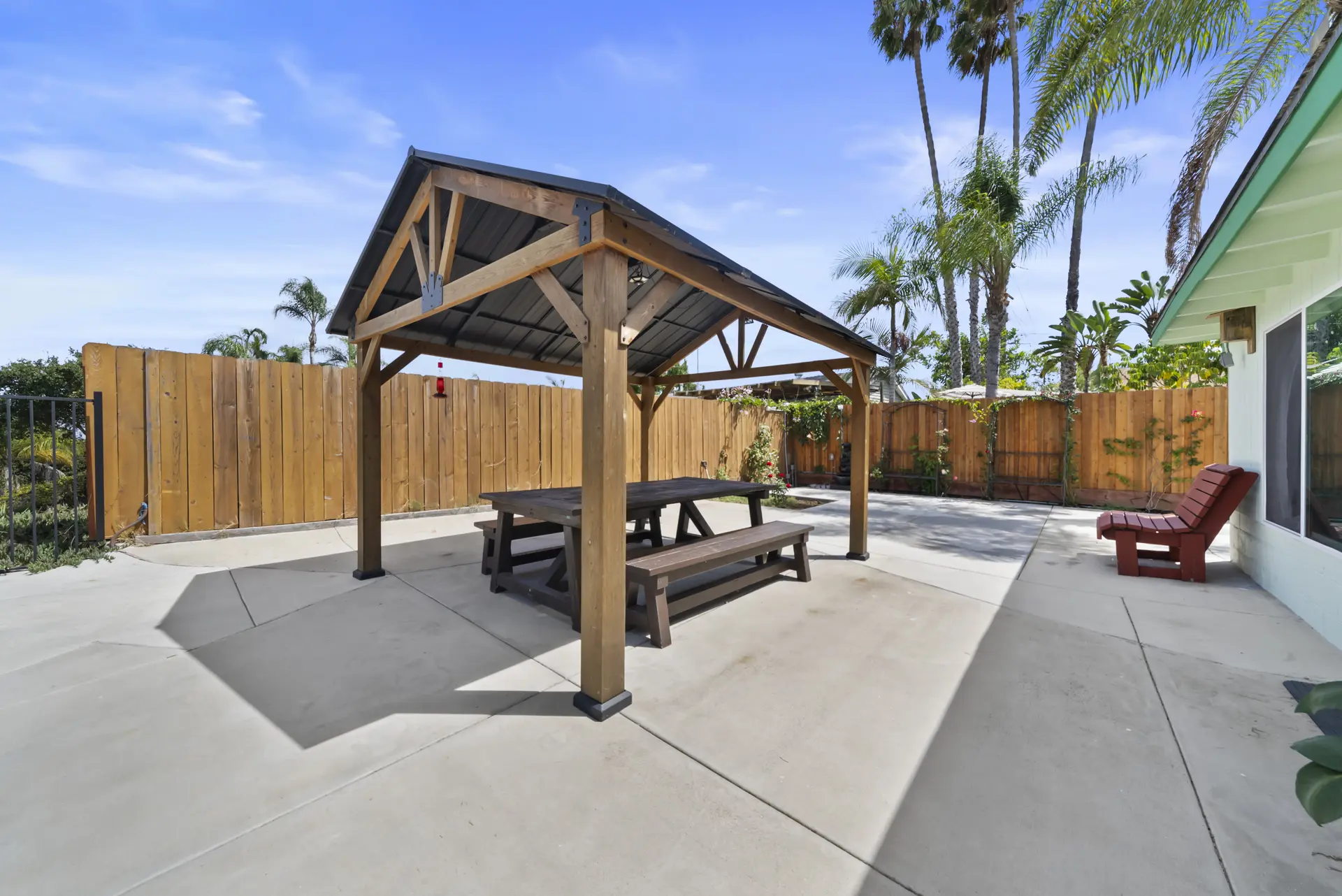 Shaded outdoor gathering space
